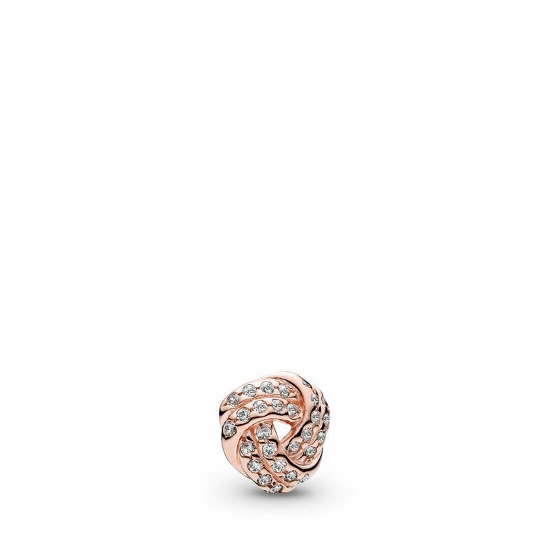 Pandora Rose™ Sparkling Love Knot Petite Locket Charm Ireland - Pandora Rose/Cubic Zirconia - 574023